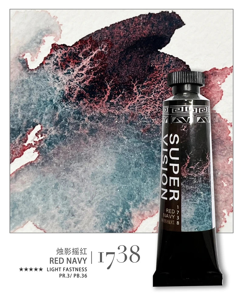 Super Vision 15ml Layered Mineral Watercolor Paint Tube – 15 Colors Master Grade Artist Water Colour