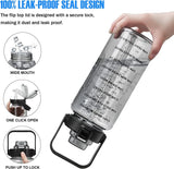 Half Gallon Motivational Water Bottle with Sleeve – 64oz Leak-Proof BPA-Free Bottle with Straw, Time Markers & Adjustable Strap thumbnail 8