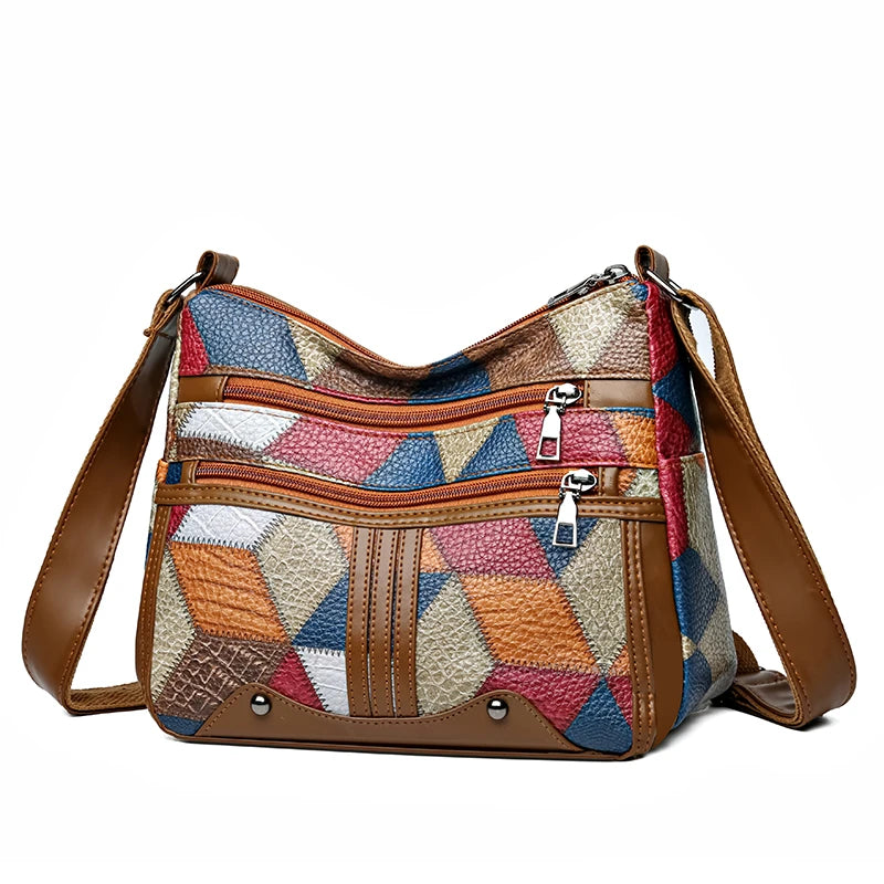 Vintage PU Leather Armpit Shoulder Bag for Women – Geometric Rivet Crossbody Satchel
