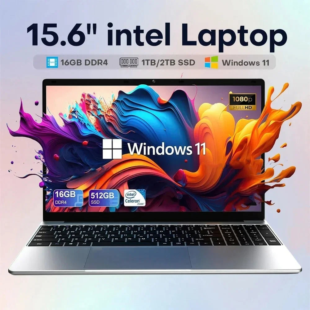 QMDZ 15.6" Laptop Intel Celeron N5095 Notebook PC 16GB/32GB RAM 128GB-2TB SSD Windows 11 1080P