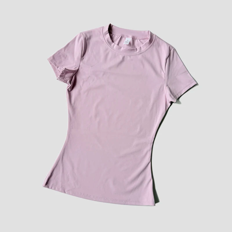 Women Seamless Yoga Top – Short Sleeve Fitness & Activewear Shirt