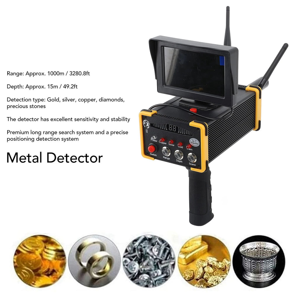 15m Depth | 1000m Range High-Accuracy Metal Detector with LCD Display – For Gold, Silver & Copper – Qiilu