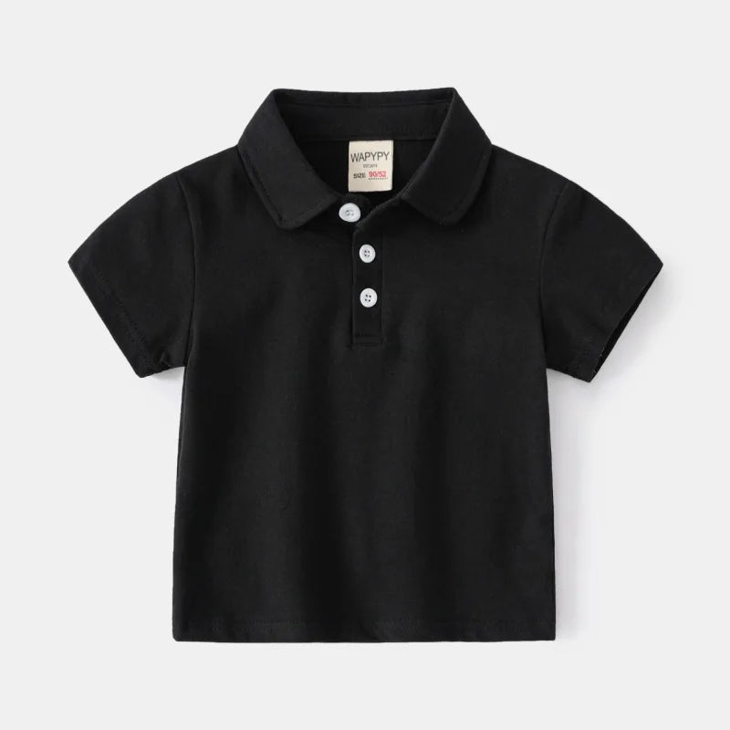 Fashion Kids Boys Polo Shirt – Luxury Stand Collar Summer Tee, Soft Breathable Cotton