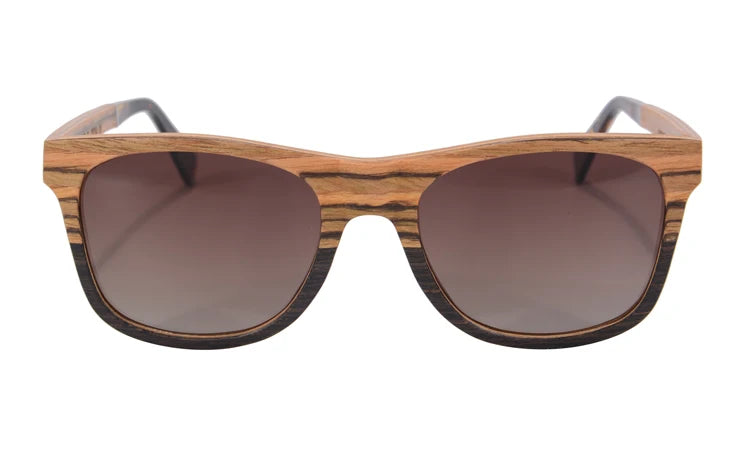 SHINU Handmade Natural Wood Polarized Sunglasses – Ebony, Zebra & Red Sandalwood UV400 Rectangle Frame for Men & Women