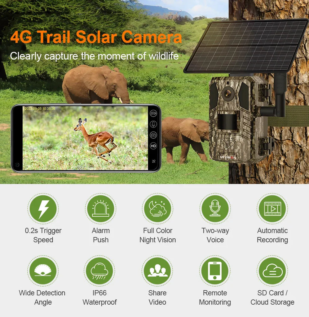 LS VISION 4G Solar Wireless Security Camera 2K HD PTZ Outdoor CCTV with Night Vision & Human Detection