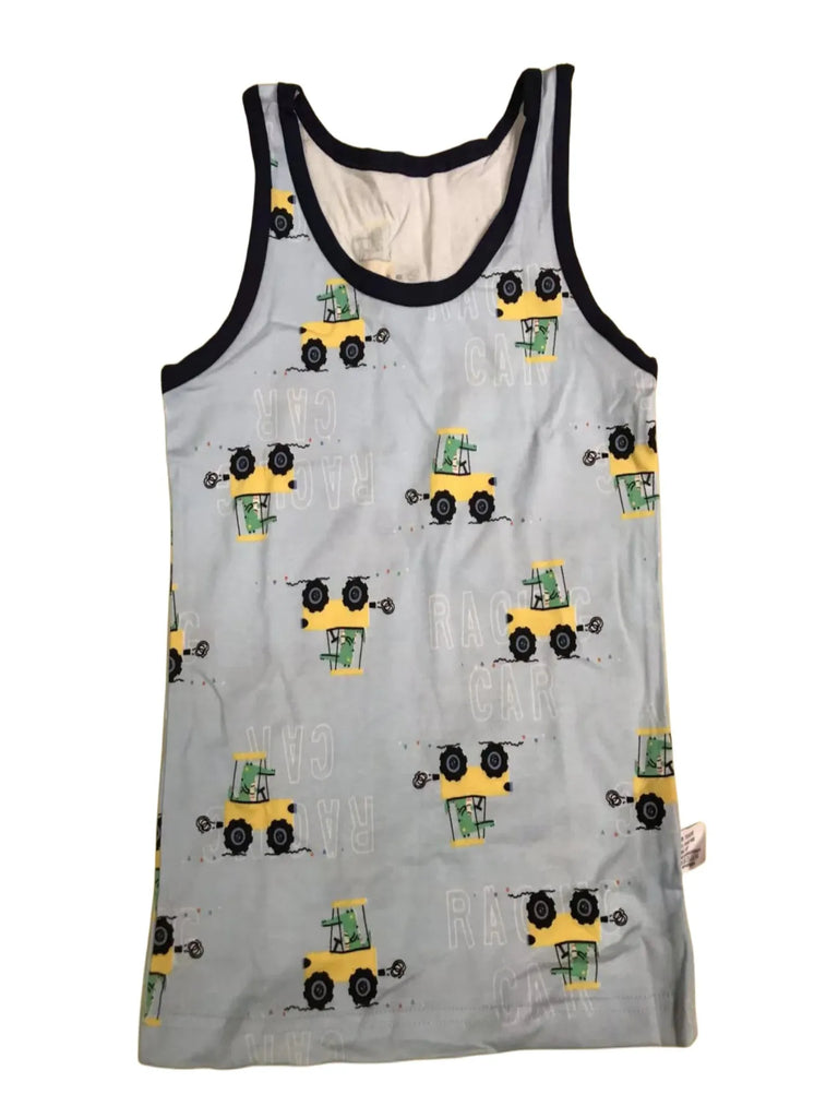 Boys Cartoon Dino Car Cotton Tank Top Singlet Underwear – Kids Summer Undershirt 3-10T