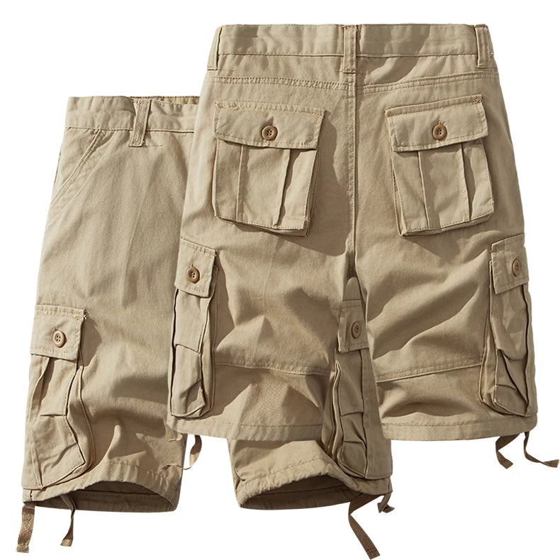 Men’s Cotton Cargo Knee-Length Tactical Shorts – Casual Hiking, Fishing & Sports Wear