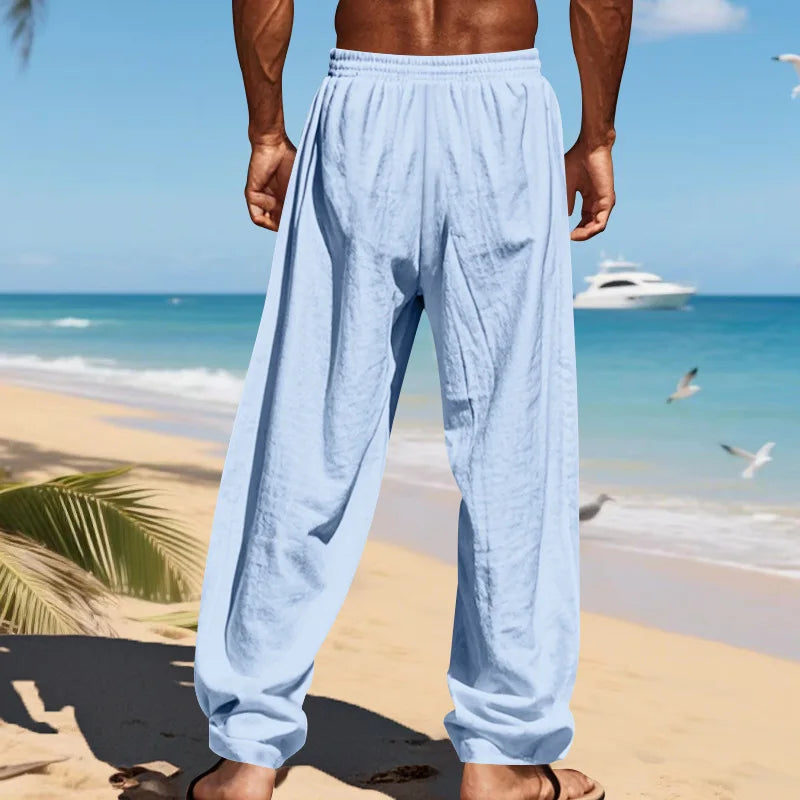 Men's 16-Color Breathable Linen Yoga Pants Loose Casual Sportswear for Spring/Summer