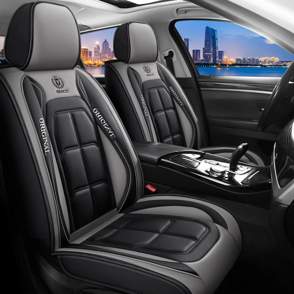 Full Leather Car Seat Cushion – All Season Universal Driver & Passenger Seat Cover Pad | 1pc or 2pcs