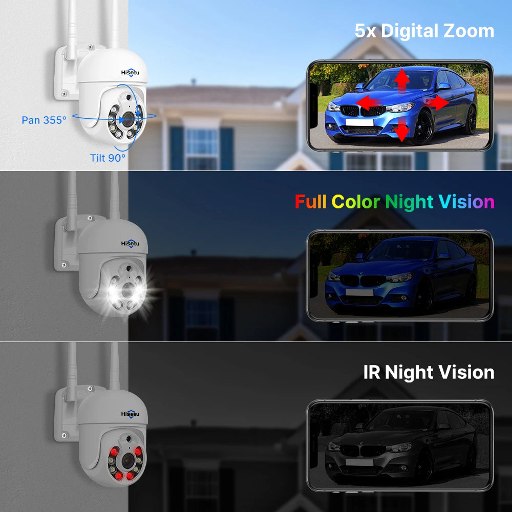 Hiseeu 5MP WiFi CCTV PTZ Camera Security System Kit – 10CH NVR with AI Motion Tracking & Color Night Vision