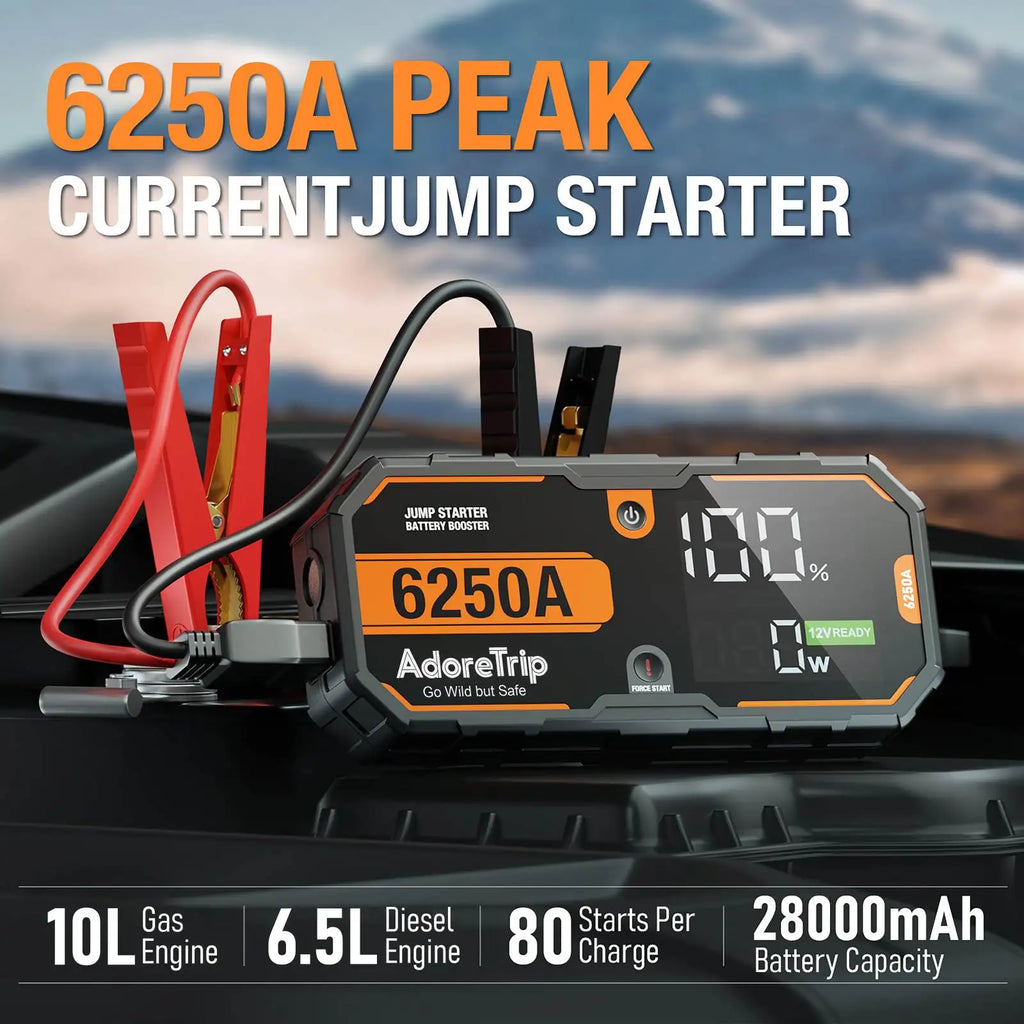 Car 6250A 30000mAh Portable 12V Jump Starter Power Bank Auto Battery Charger Booster