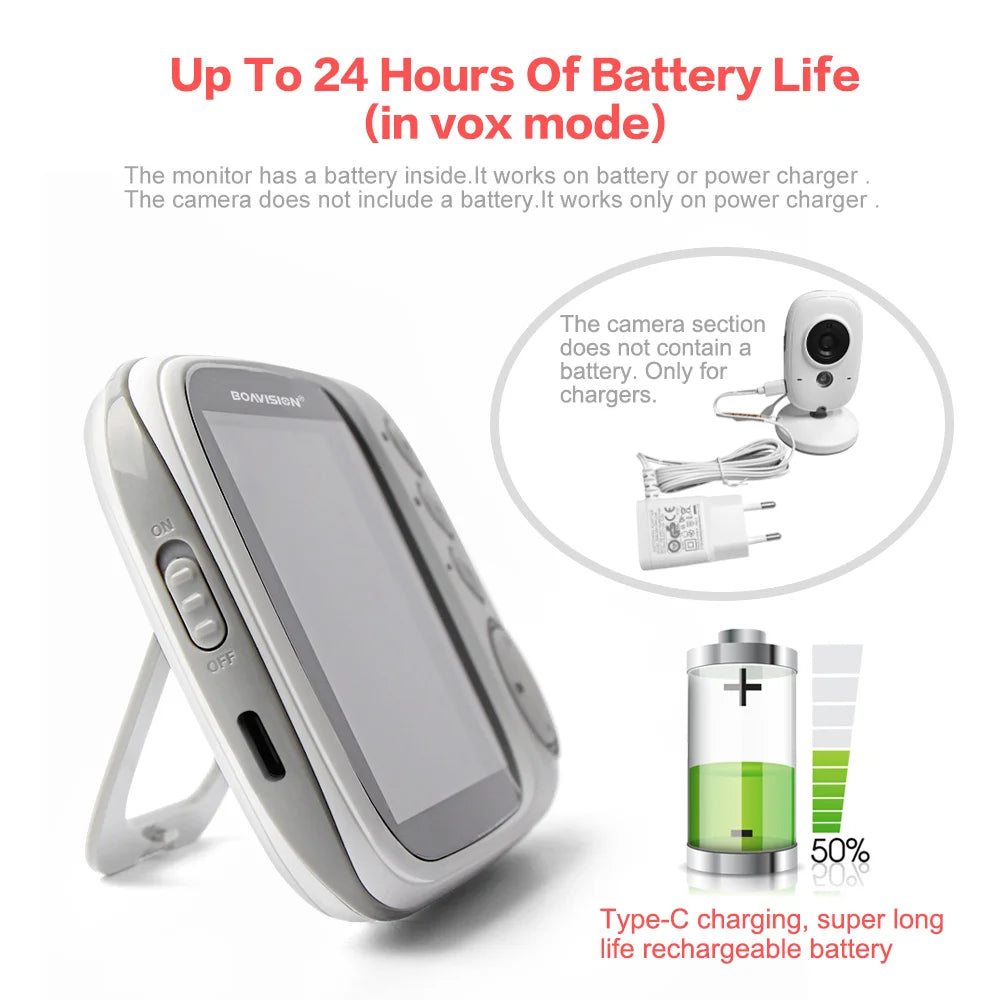VB603 2.4G Wireless Video Baby Monitor with 3.2" LCD, Two-Way Audio, Night Vision & Temperature Monitoring