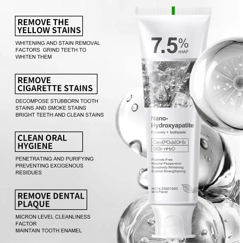 7.5% Hydroxyapatite Probiotic Whitening Toothpaste 120g – Enamel Repair & Breath Freshening for Adults