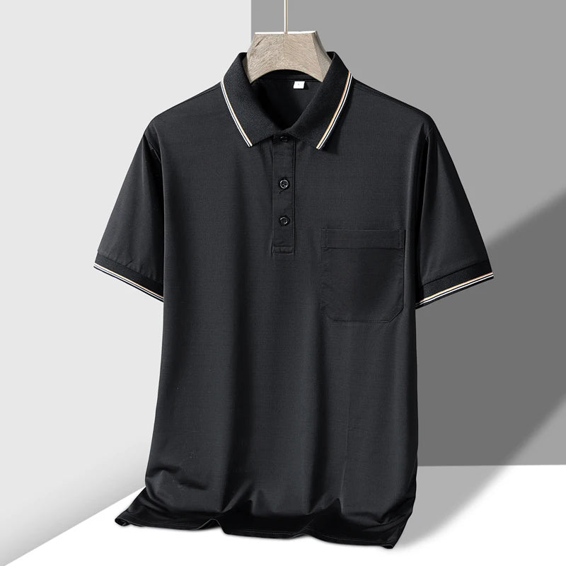 TFETTERS Men’s Polo Shirt Short Sleeve Business Casual Turn-Down Collar with Pocket