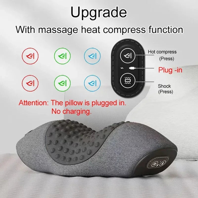 Electric Neck Massager Pillow Cervical Stretcher with Heat & Vibration – Orthopedic Neck and Back Support