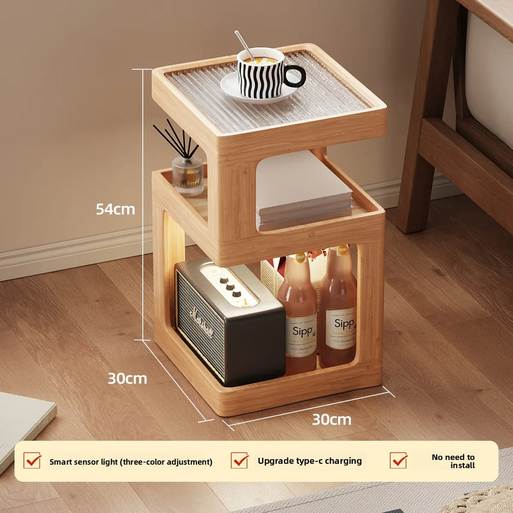 Solid Wood Bedside Table with Storage – Modern Minimalist Bedroom Side Table