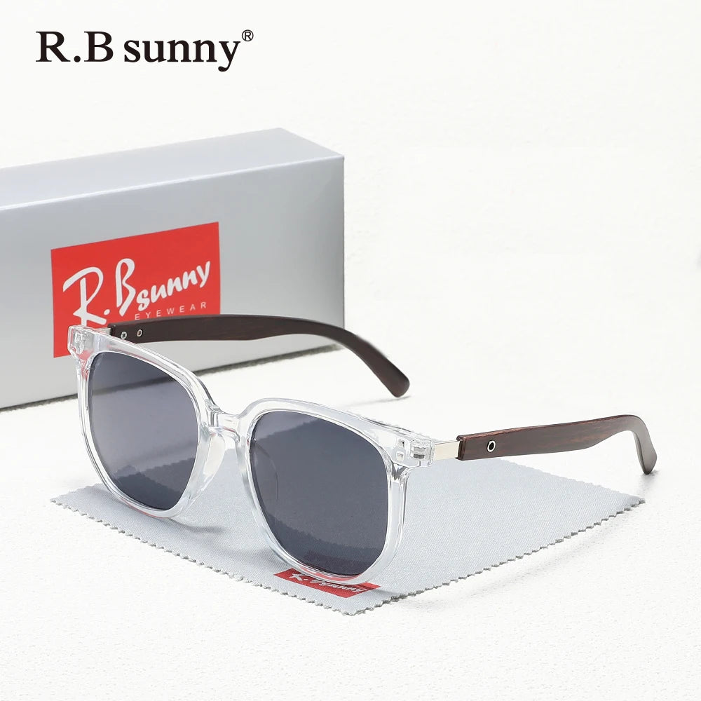Fashion Vintage UV400 Rectangle Sunglasses – Wooden Frame Classic Travel & Driving Eyewear for Men
