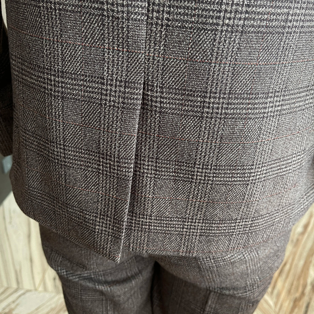 Men’s Modified Plaid Three-Piece Suit – Slim Fit England Style Vest & Trousers Set