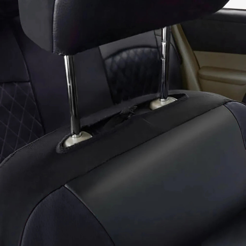 All Season Quilted PU Leather Car Seat Cover Set – Full Surround Waterproof Universal Fit for Sedan, SUV & Pick-Up Truck