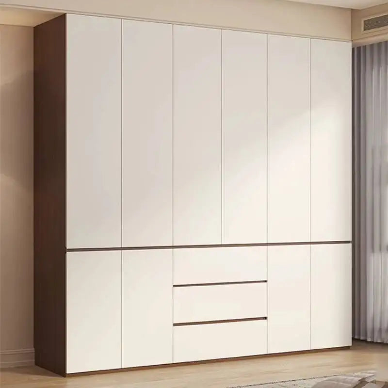 Luxury Nordic Modern Metal Wardrobe with Storage Drawers – Adult Bedroom Closet Furniture
