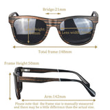 SHINU Handmade Natural Wood Polarized Sunglasses – Ebony, Zebra & Red Sandalwood UV400 Rectangle Frame for Men & Women thumbnail 2