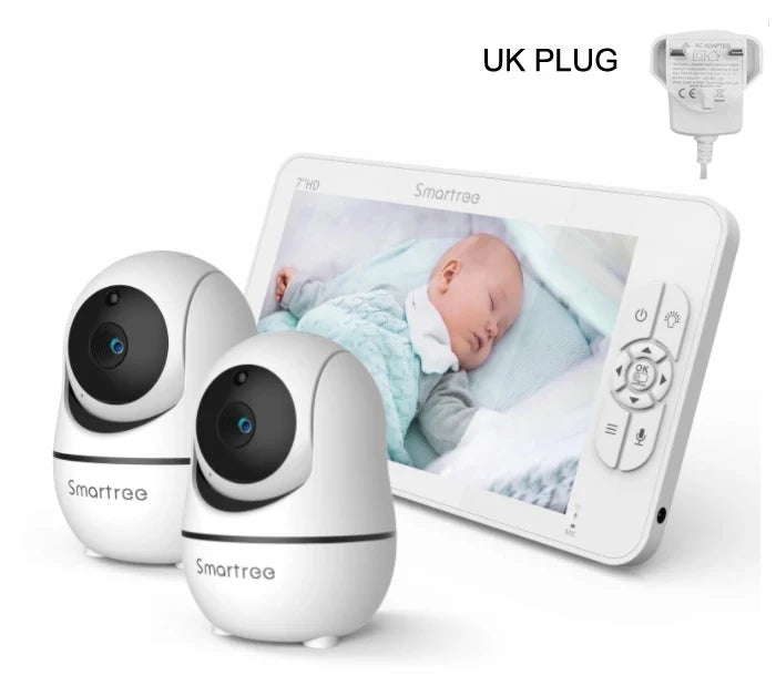 SM70V2 7" 1080P HD Split Screen Video Baby Monitor with Two Cameras – Hack Proof, Remote Zoom/Pan/Tilt, 4000mAh Battery