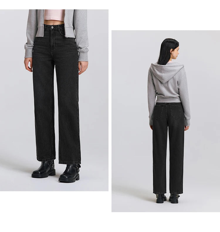 Semir Women’s Vintage Wide-Leg Jeans 2025 Spring Soft Cotton Denim Trousers