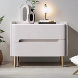 Luxury Modern Nightstand with Drawer, Glossy Marble Top, Gold Metal Legs, Faux Leather Bedside Table thumbnail 3