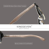 KINGSEVEN Handmade Black Walnut Wooden Polarized UV400 Sunglasses Semi-Rimless Retro Eyewear thumbnail 5