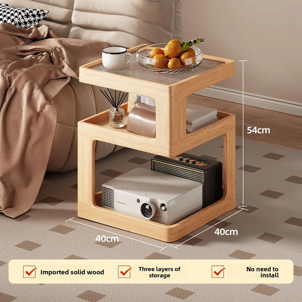 Solid Wood Bedside Table with Storage – Modern Minimalist Bedroom Side Table