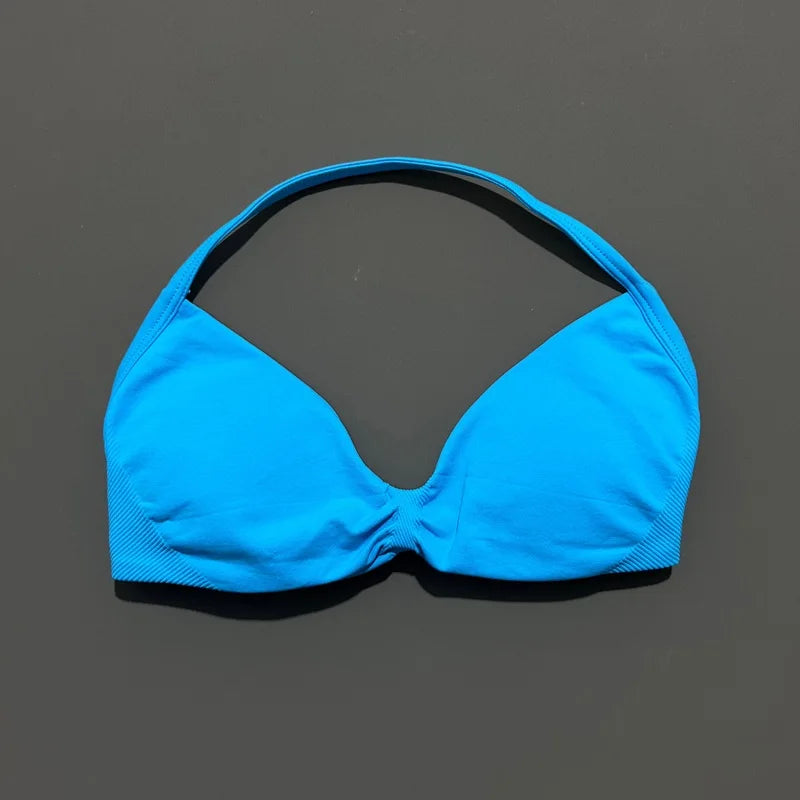 Strappy Backless Sports Bra for Women – Push-Up Yoga & Gym Top with Removable Cups