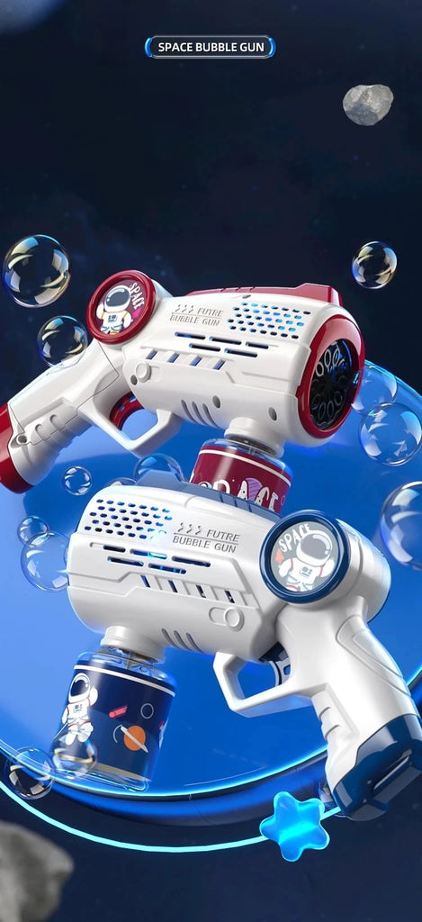 Porous Astronaut Electric Bubble Gun for Kids – Automatic Bubble Machine with Light, Summer Outdoor Party Toy