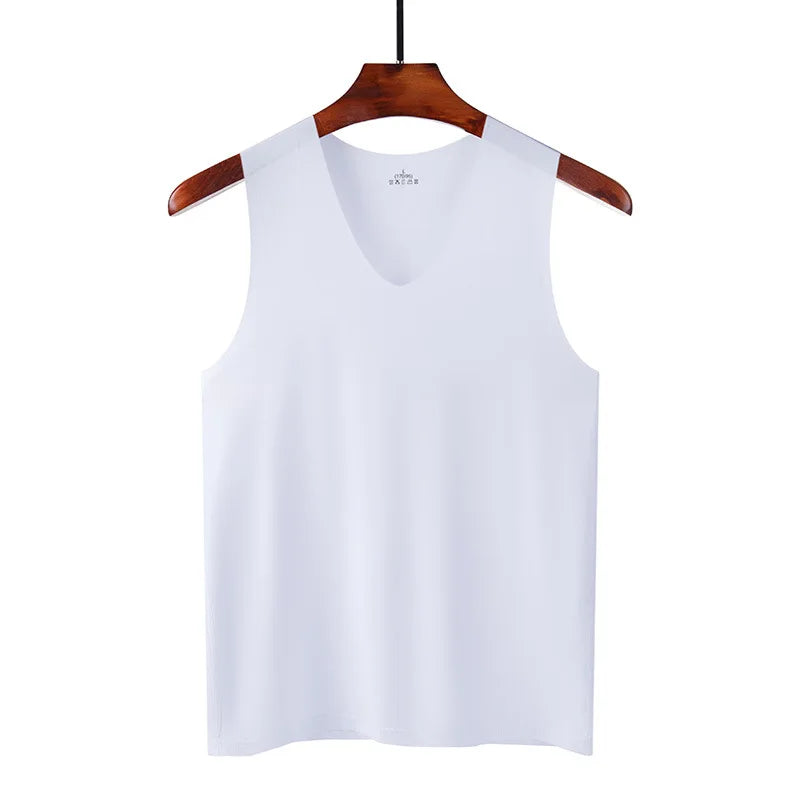 Men’s Seamless Ice Silk Tank Top Sleeveless Vest – Breathable Sport & Casual Undershirt for Gym and Summer Wear