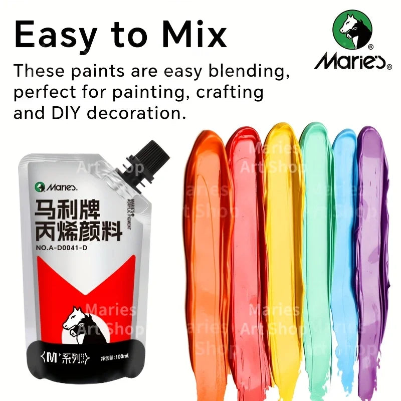 12 Colors Marie’s Acrylic Paint Set – 100ml Vibrant Acrylic Paints for Canvas, Rocks, Crafts, Wood, and Stone
