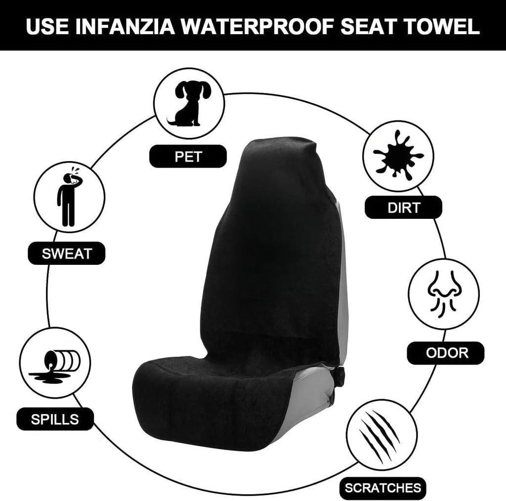 Waterproof Sweat Towel Car Seat Cover – Universal Anti-Slip Bucket Seat Protector for Gym, Running, Swimming & Beach