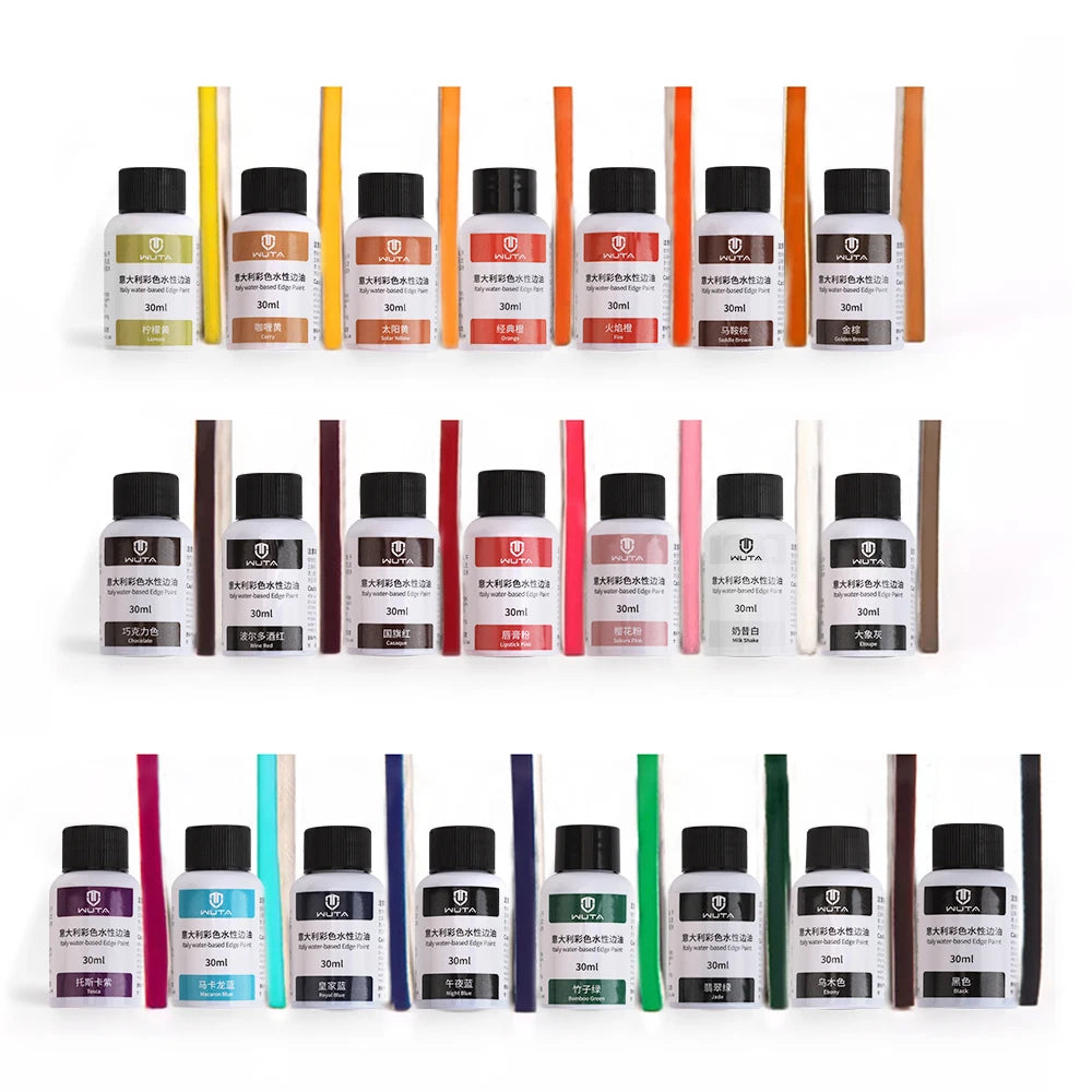 30ml Professional Leather Edge Paint – Italy Imported Water-Based Semi-Gloss Edge Oil, 22 Colors DIY Leather Finish