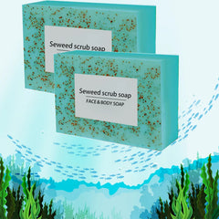Seaweed Scrub Particle Soap – Vitamin E & Olive Oil Moisturizing Soap for Face & Body