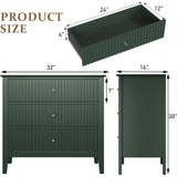 Green Fluted 3 Drawer Modern Dresser Nightstand – 32 Inch Wide Wood Chest of Drawers thumbnail 2