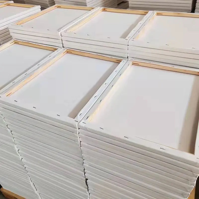 5pcs White Blank Square Artist Canvas Wooden Frame Cotton Boards for Oil, Acrylic & Watercolor Painting