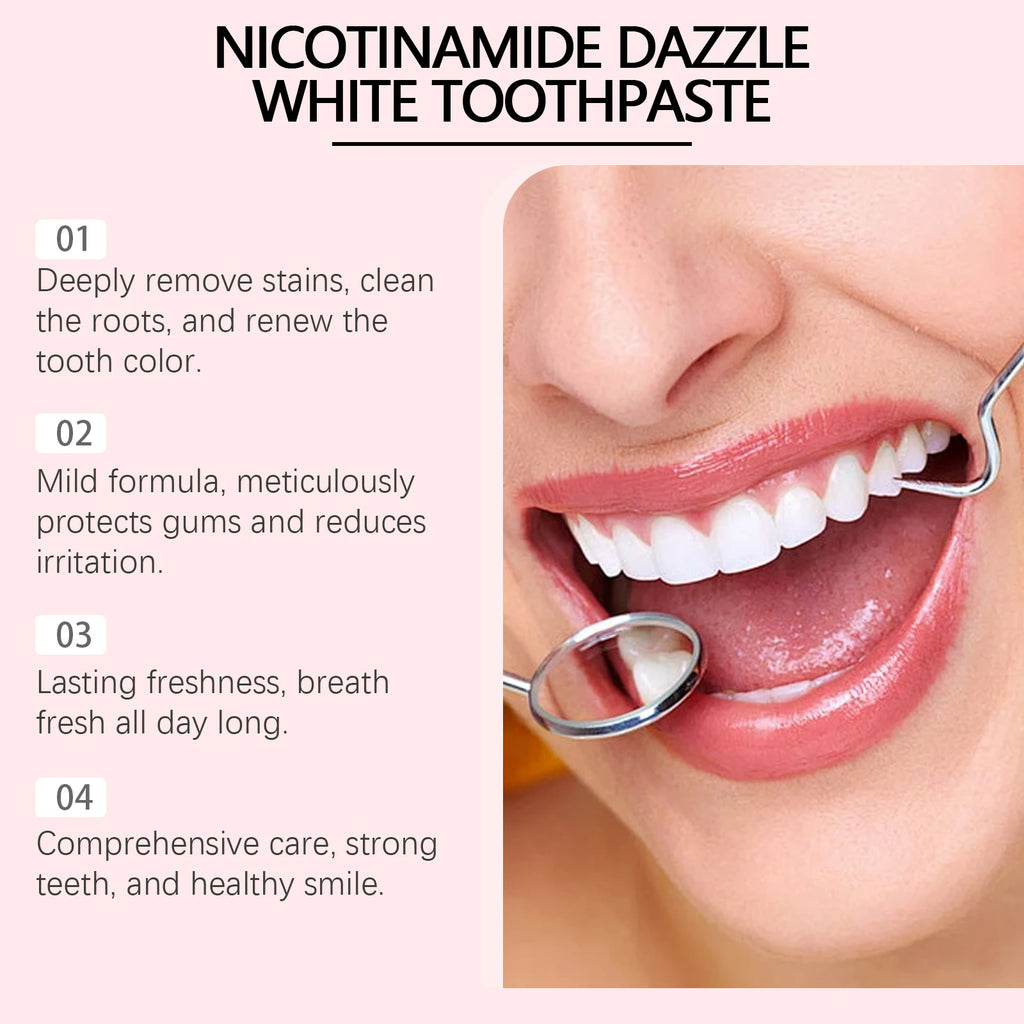 Niacinamide Whitening Toothpaste – Stain Removal, Plaque Reduction & Fresh Breath, 100g