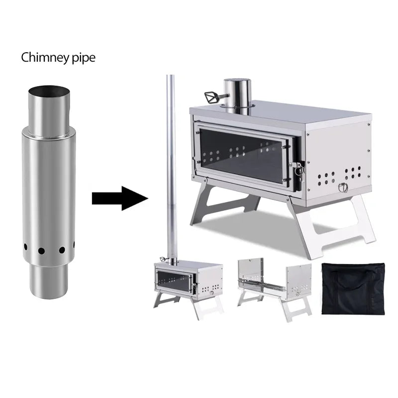 Outdoor Fire Wood Stove Chimney Pipe – Portable Stainless Steel Stove Accessory for Camping & Home Use