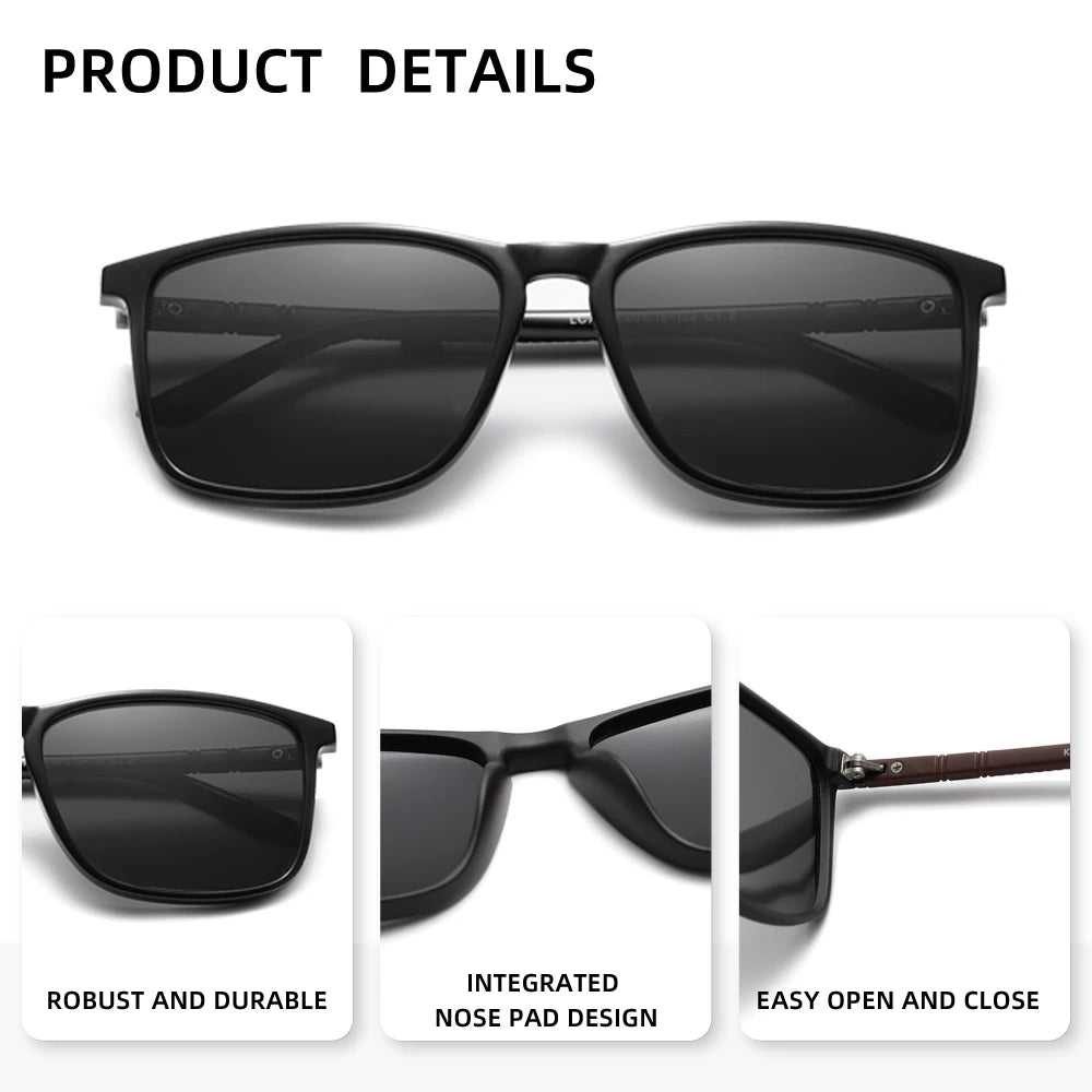 Classic Rectangle Polarized UV400 Sunglasses for Men and Women – Driving & Fishing Eyewear