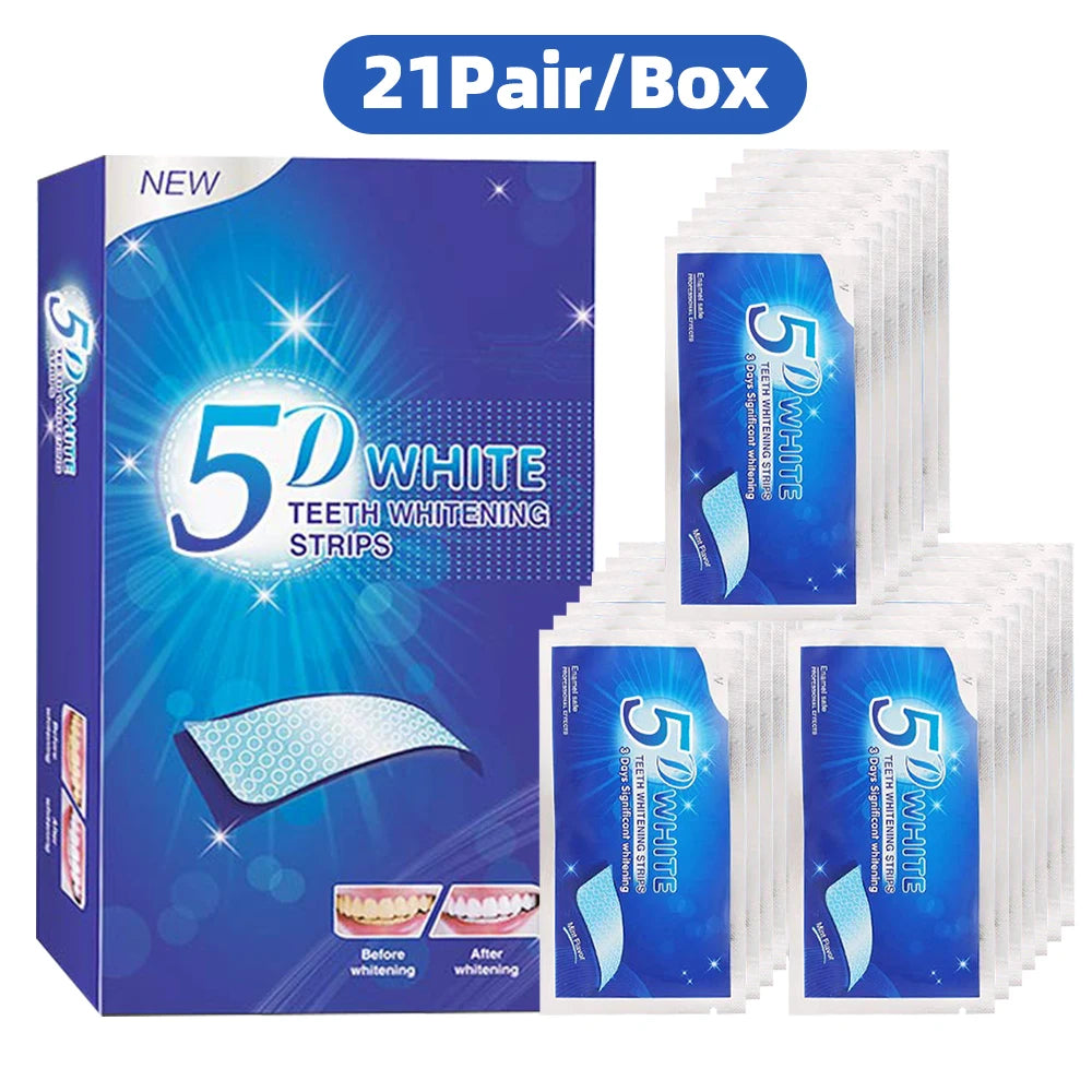 VACLAV 5D Teeth Whitening Strips Kit – 7/14/21/28 Pairs – Home Use Whitening for Coffee & Smoking Stains
