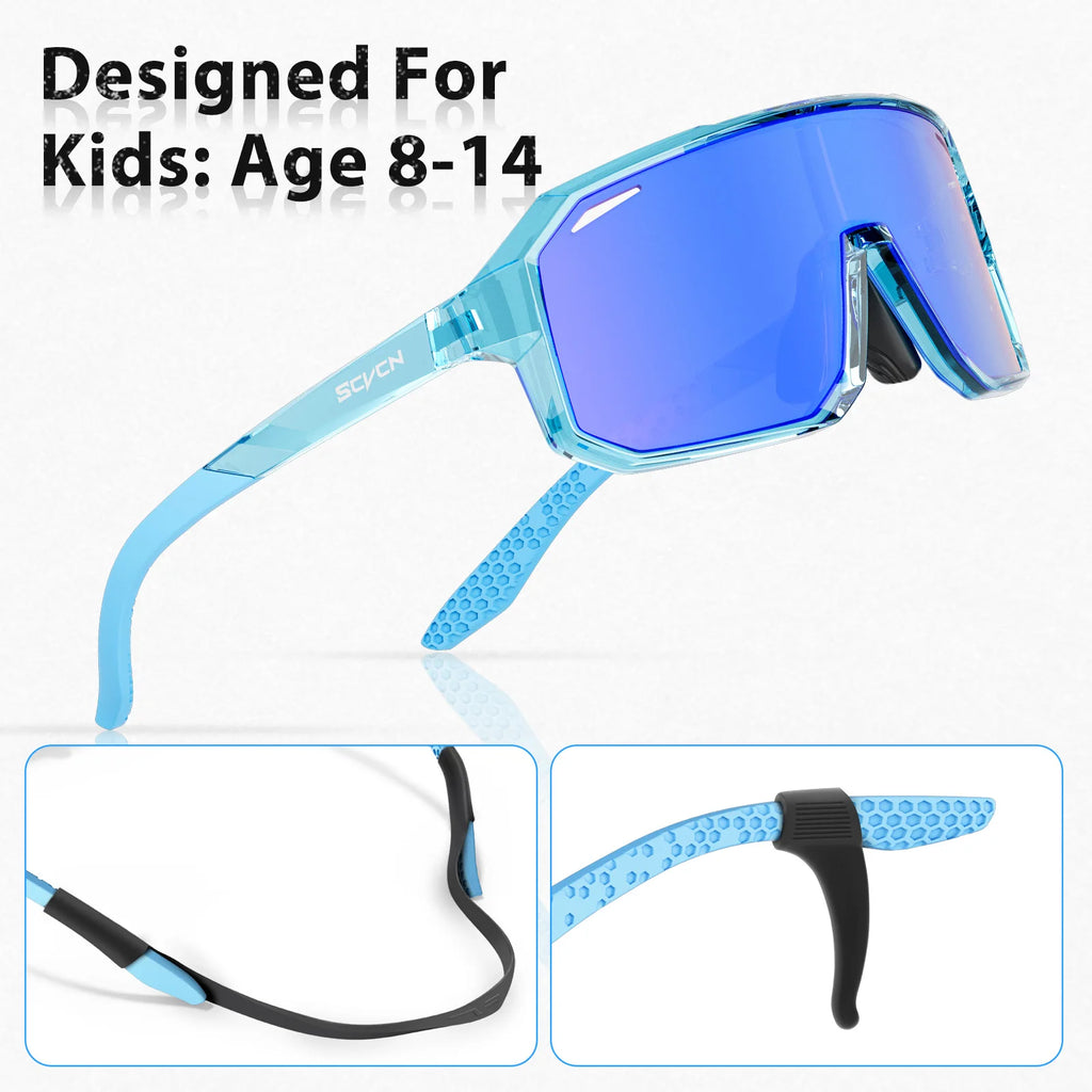 SCVCN Kids UV400 Photochromic Cycling Sunglasses – Boys & Girls Outdoor Sports Riding Glasses