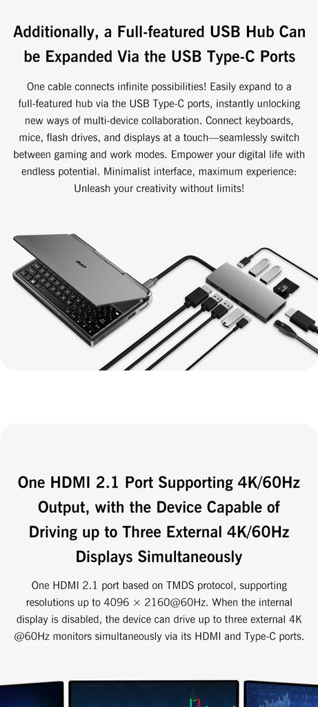 New 7-inch GPD MicroPC 2 Mini Laptop Intel Core i3-N300 16GB/512GB Windows 11 Portable Notebook