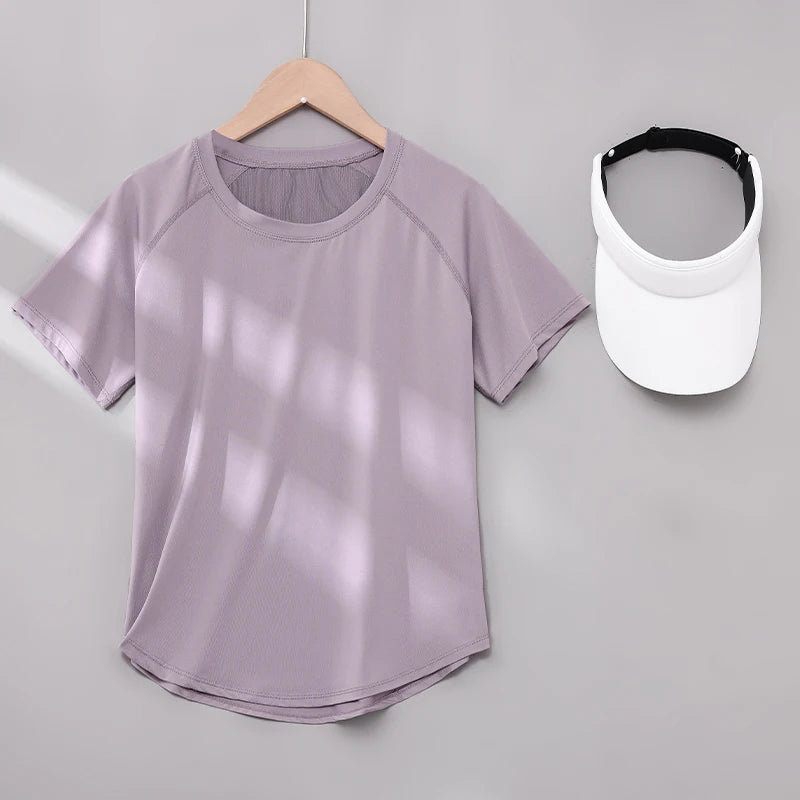 DRUR Women’s Breathable Yoga & Gym T-Shirt – Quick Dry Short Sleeve Workout Top