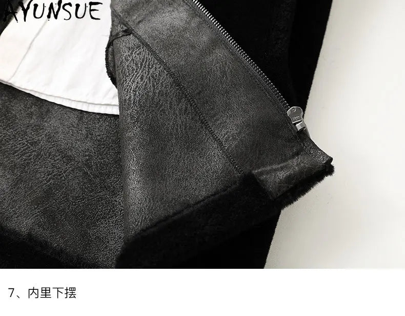 Men’s Winter Sheep Shearing Wool Jacket with Mink Fur Collar – Mid-Length Casual Coat