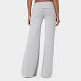 Casual Wide Leg Sweatpants for Women – Fold Over Low Rise Flare Yoga & Lounge Pants thumbnail 3