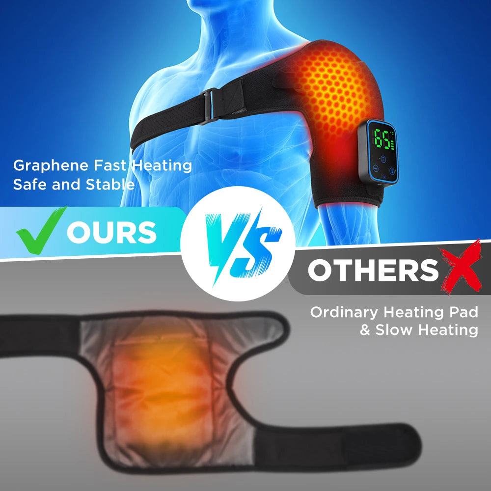 Wireless Shoulder Heating Pad With Massage 6 Temperature Levels App Control 5000mAh Battery AMH02