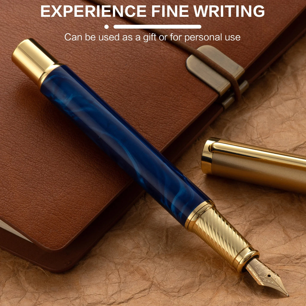 Exquisite Resin Fountain Pen Set 0.5mm Medium Nib with 15ml Ink Gift Box – Luxury Metal Calligraphy & Office Writing Pen